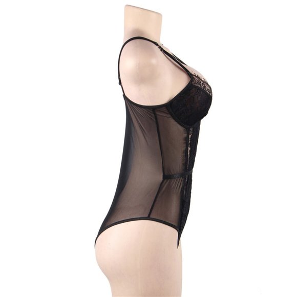 Lace Bodysuit Openable Crotch Without Underwire - Picture 4 of 11